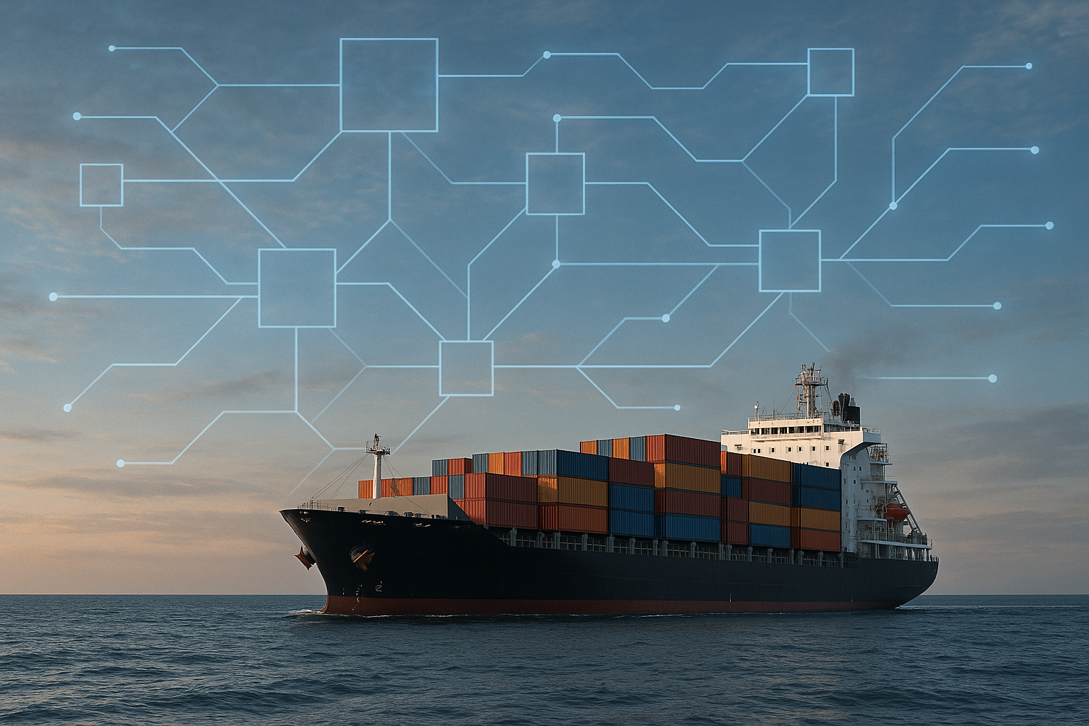 Εμπορικό Πλοίο με Blockchain Δίκτυο στον Ορίζοντα